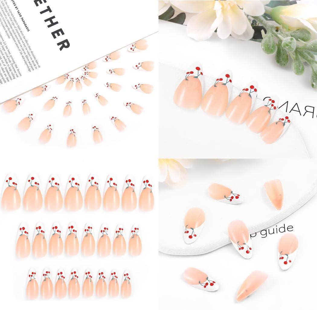 Накладні нігті френч Вишеньки мигдаль середньої довжини з клейовими пластинами 24 шт. Білий з червоним (2789190719) - фото 8 Накладні нігті френч Вишеньки мигдаль середньої довжини з клейовими пластинами 24 шт. Білий з червоним (2789190719) - фото 8