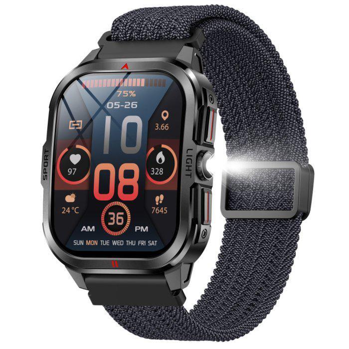 Смарт-часы Smart Fantastic Nylon 2 ремешки со стальным корпусом 49х42 мм Черный (150-96-2079)