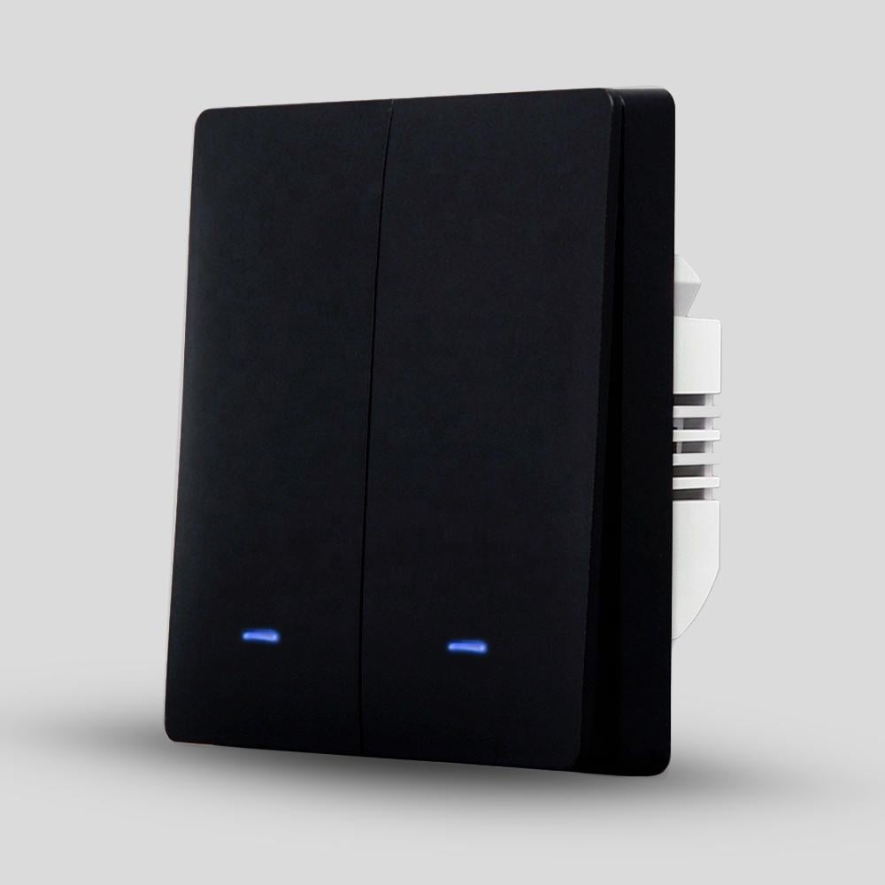 Выключатель Tuya Zigbee 2 клавиши без нуля Черный