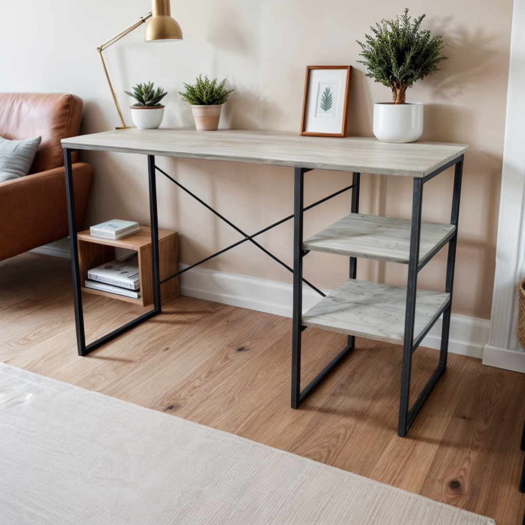 Стіл письмовий Tobi Sho VARN комп'ютерний з металевими опорами 1180х540х750 мм Дуб Крафт Білий/Чорний