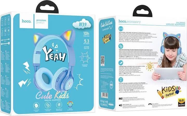 Наушники Hoco W39 Cat Ear Bluetooth 5,3 Wireless Blue - фото 3 Наушники Hoco W39 Cat Ear Bluetooth 5,3 Wireless Blue - фото 3