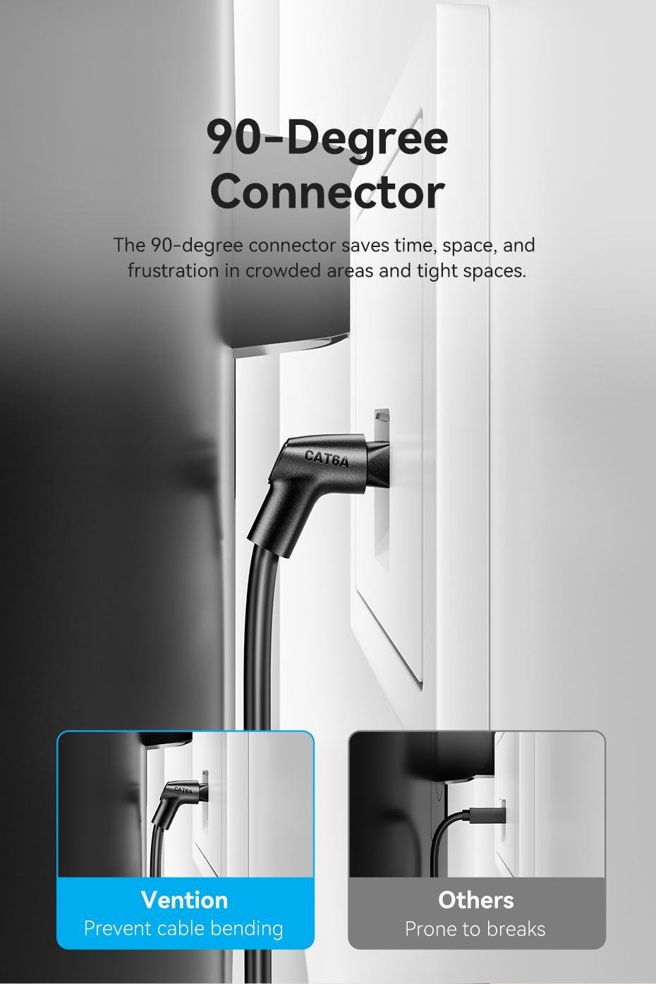 Патч-корд Vention Cat6A UTP 10 Гбит/с поворотный 90° 3.8 мм 0.2 м Черный (IBSBAH) - фото 4 Патч-корд Vention Cat6A UTP 10 Гбит/с поворотный 90° 3.8 мм 0.2 м Черный (IBSBAH) - фото 4