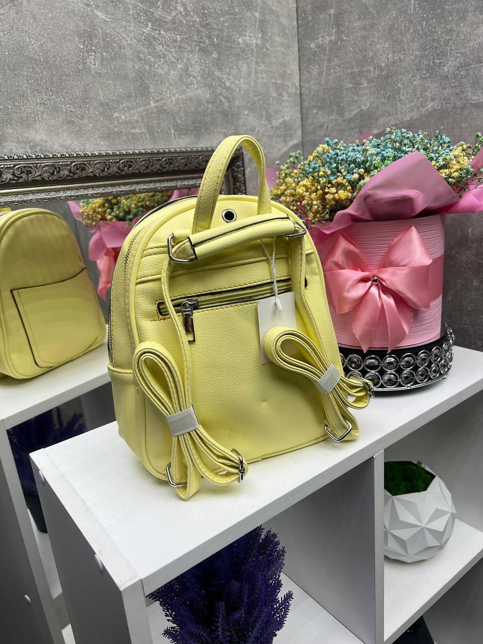 Сумка-рюкзак из экокожи женский трансформер Желтый - фото 8 Сумка-рюкзак из экокожи женский трансформер Желтый - фото 8