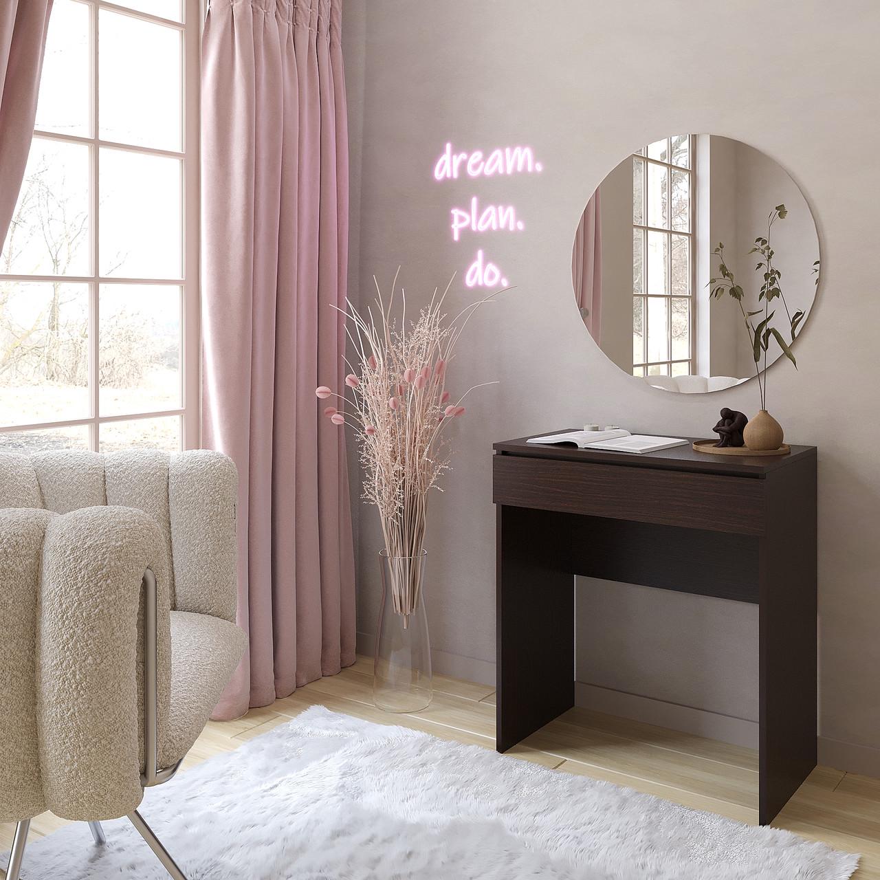 Туалетний столик New and Classic із круглим дзеркалом 750x700x450 мм Венге магія (ТЗ-софт-2) - фото 2 Туалетний столик New and Classic із круглим дзеркалом 750x700x450 мм Венге магія (ТЗ-софт-2) - фото 2