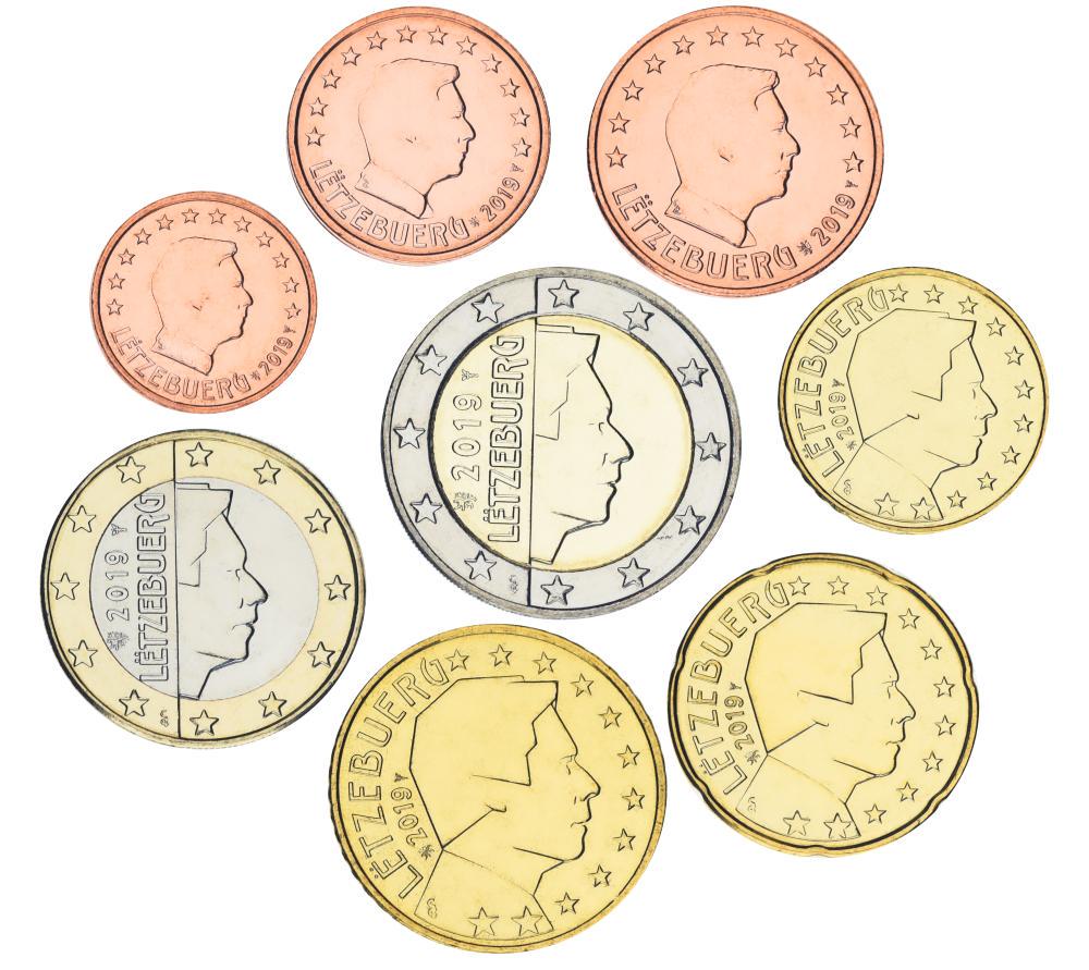 Коллекционные монеты Люксембург с 8 монет евро 2019 UNC 1/2/5/10/20/50 евроцентов/1/2 евро (М24321)