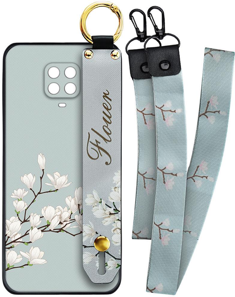 Чехол SHLab для Xiaomi Redmi Note 9 Pro Flower White + два ремешка с карабином (25890)