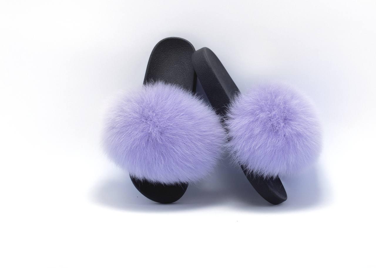 Тапочки Алвані з натуральним хутром песця р. 37 Фіолетовий