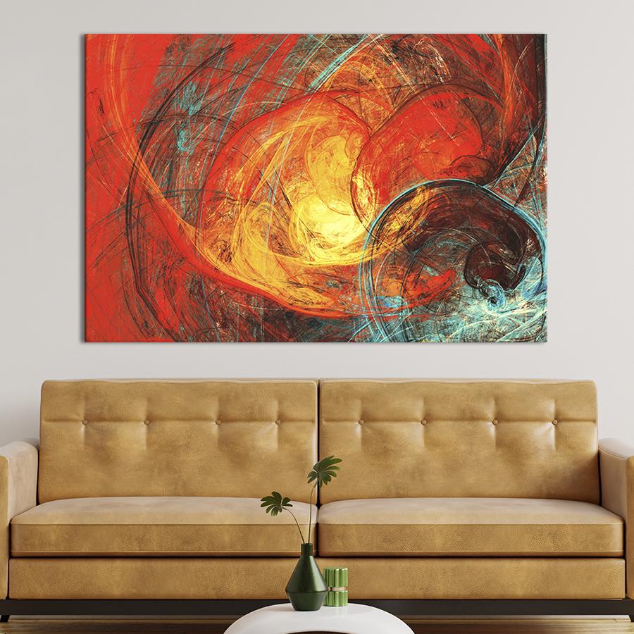 Настенный декор картина на холсте для интерьера Абстракция солнечный ветер 51x34 см (19-1)