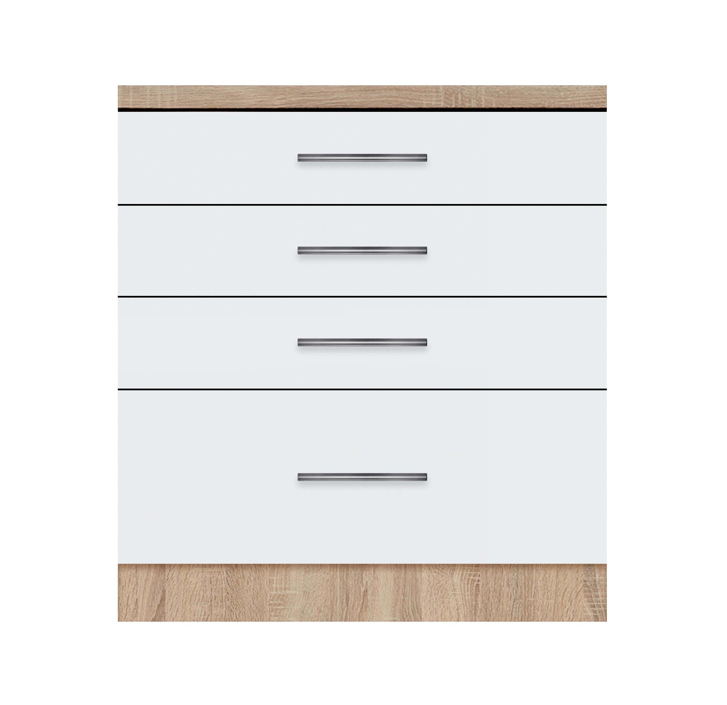 Тумба з чотирма ящиками МАКСІ-МЕблі зі стільницею 1-й кат.складська програма 700 Дуб сонома/Білий гладкий (70120)