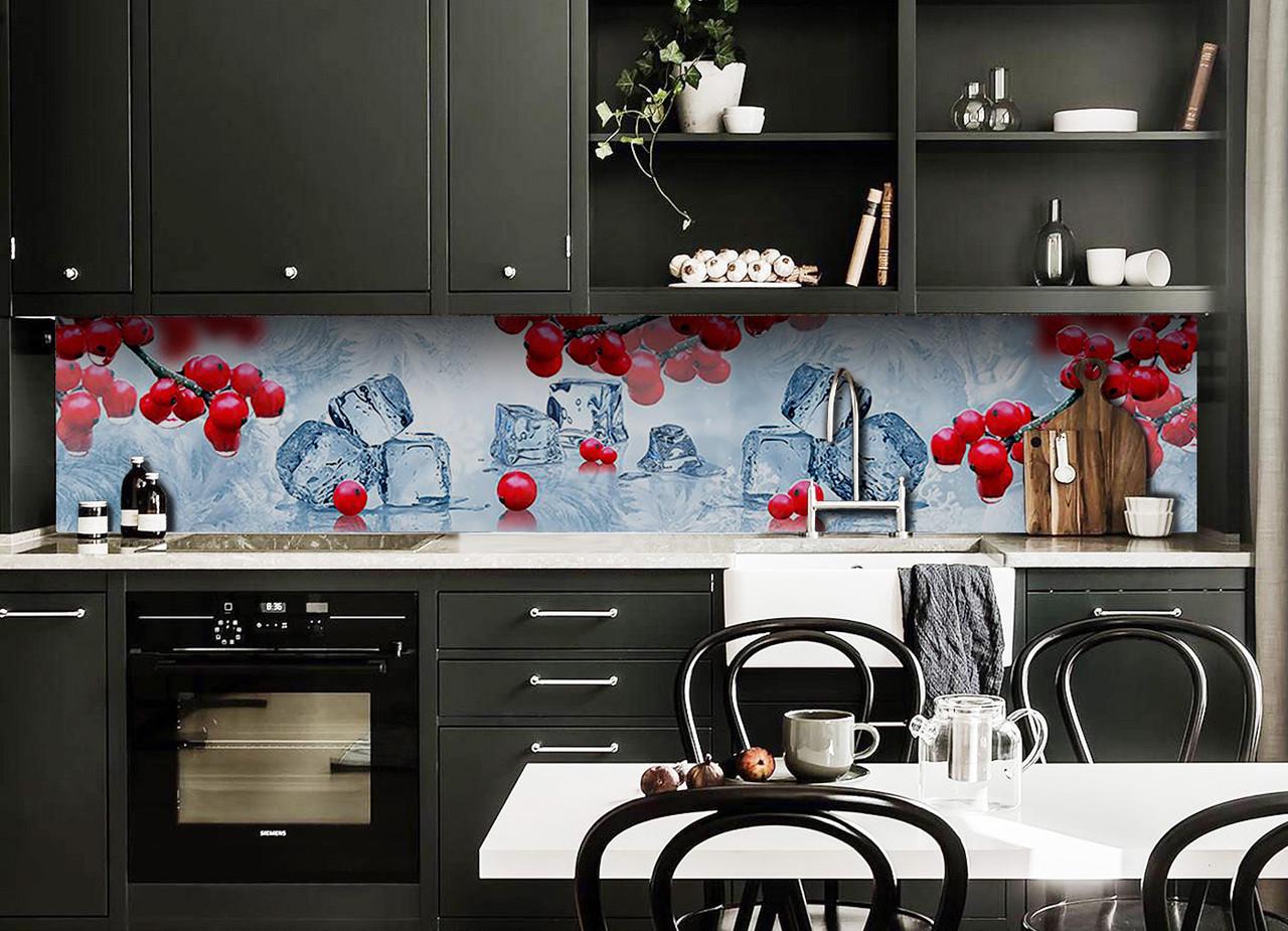 Кухонный фартук Зимняя калина из самоклеящейся виниловой пленки 60х250 см Голубой Кухонный фартук Зимняя калина из самоклеящейся виниловой пленки 60х250 см Голубой