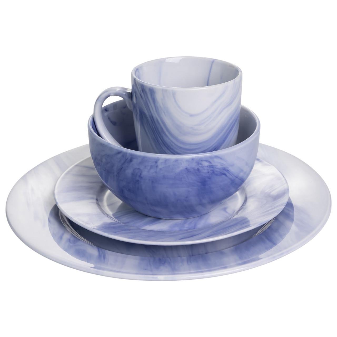 Столовый набор посуды Marble Clara 24 предмета на 6 человек фарфоровый Синий (MD-24-3B) - фото 4