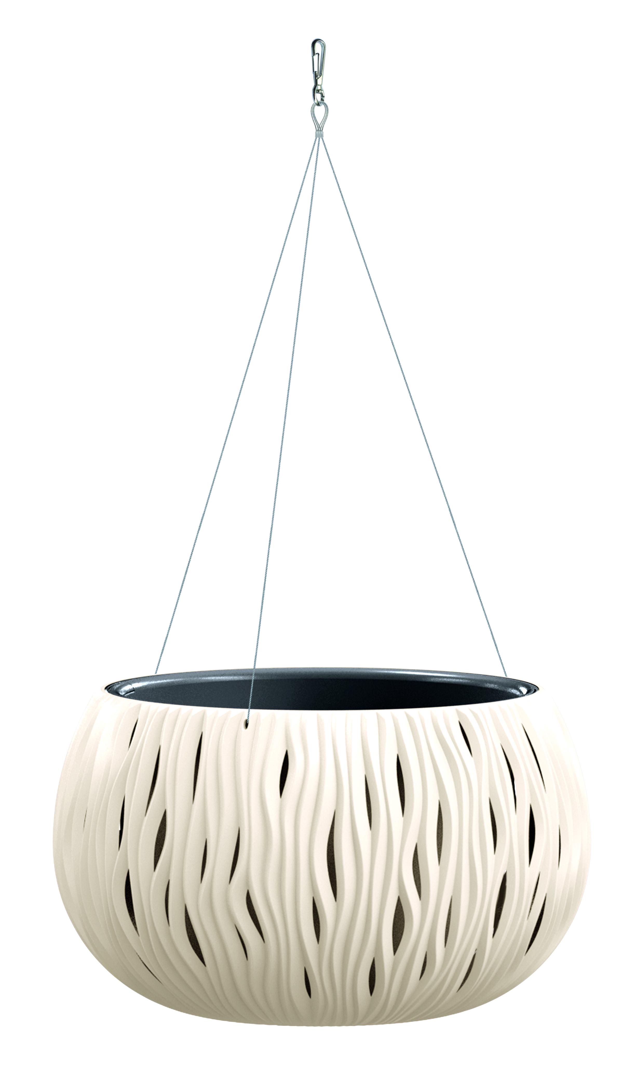 Горшок для цветов Prosperplast Sandy Bowl WS с вкладышем подвесной 37х21 см Кремовый (23179-728)