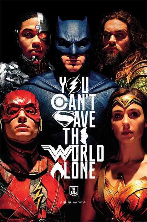 Постер плакат Лига Справедливости Сохранить Мир/Justice League Movie Save The World 61x91,5 см