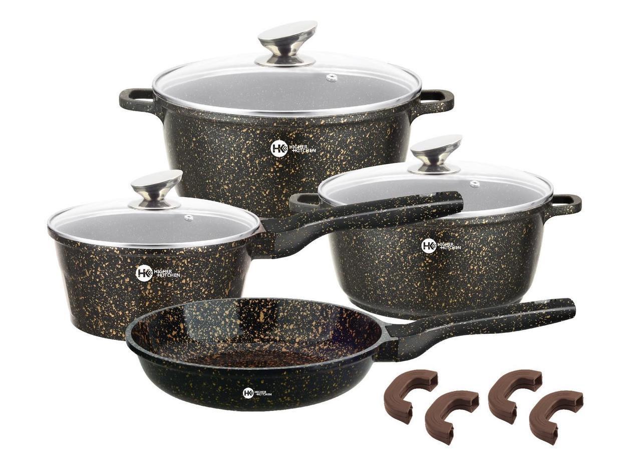 Набір каструль Higher Kitchen НК-307 з антипригарним гранітним покриттям 9 пр. Зелений (HK-307663) Набір каструль Higher Kitchen НК-307 з антипригарним гранітним покриттям 9 пр. Зелений (HK-307663)