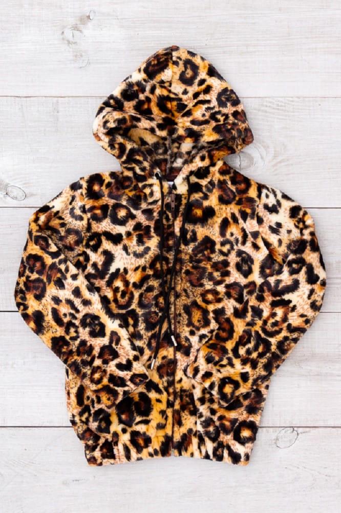 Толстовка махрова для дівчинки прямого крою на блискавці Носи Своє 122 см Леопардовий принт (6071-035-5)