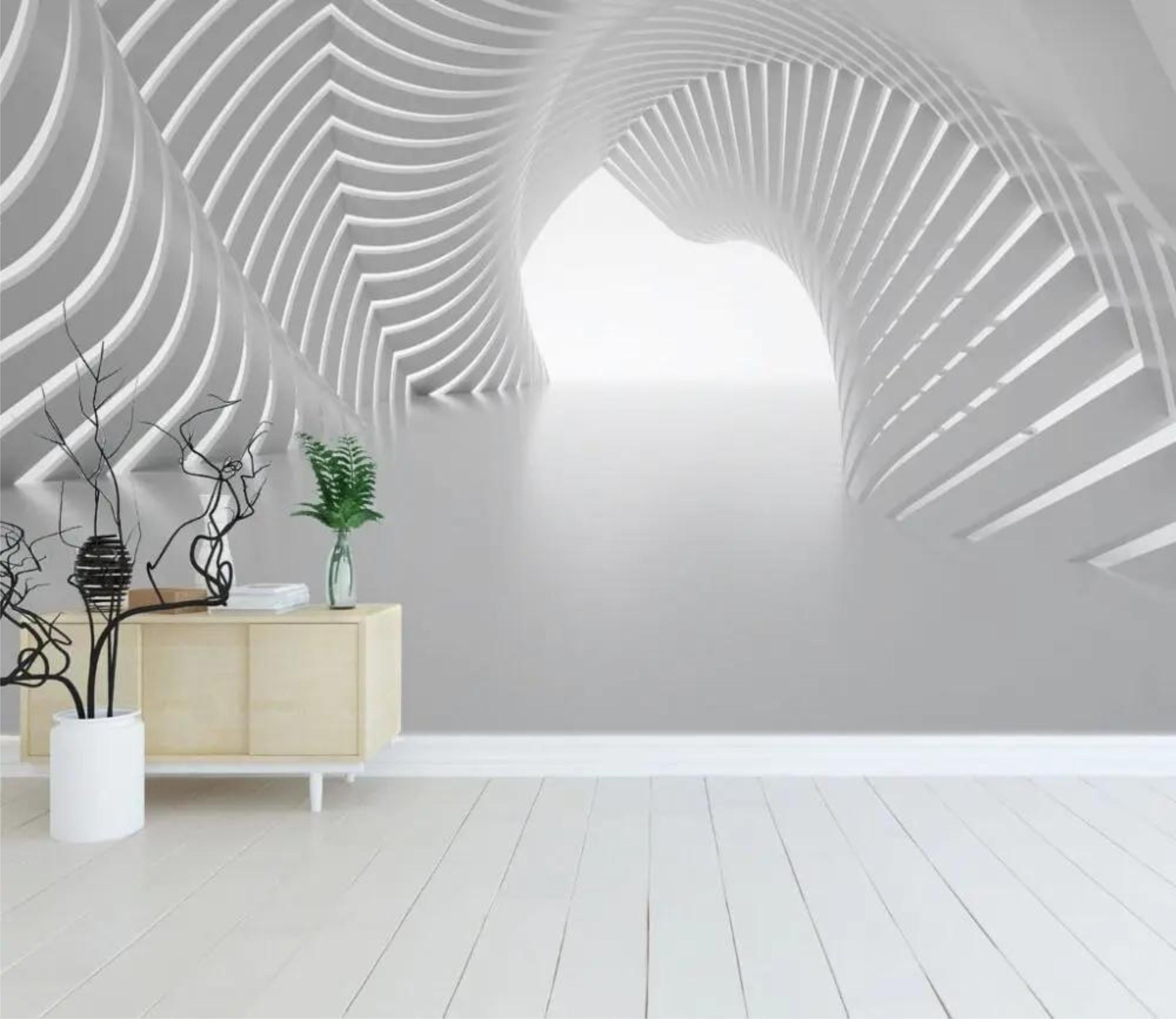 Фотообои туннель с изогнутыми линиями Серый (000321)