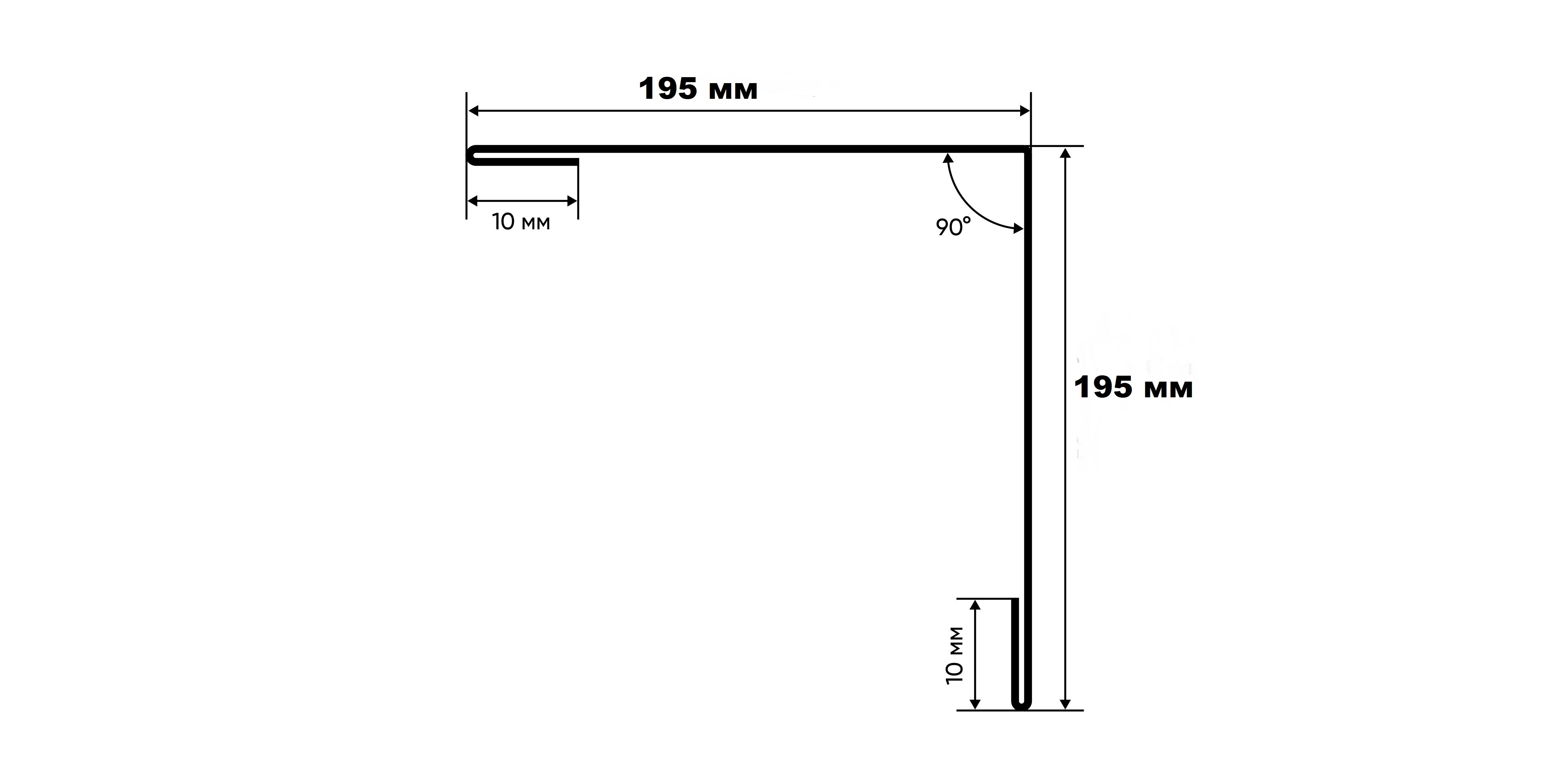 Планка ковзана Standart 195х195х2000 мм 0,45 мм RAL9006 - фото 2