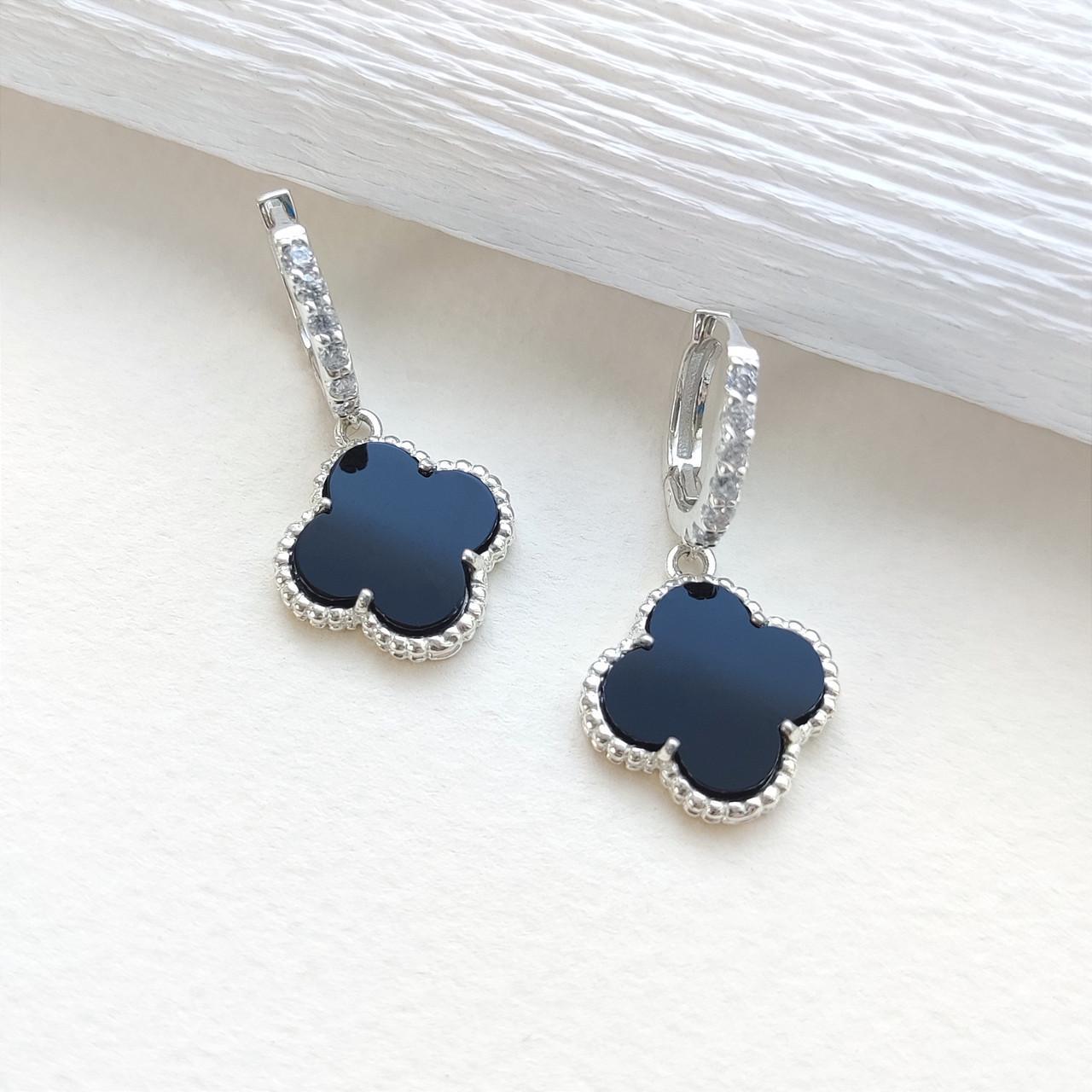 Серебряные серьги Клевер 14х14 мм (252с)