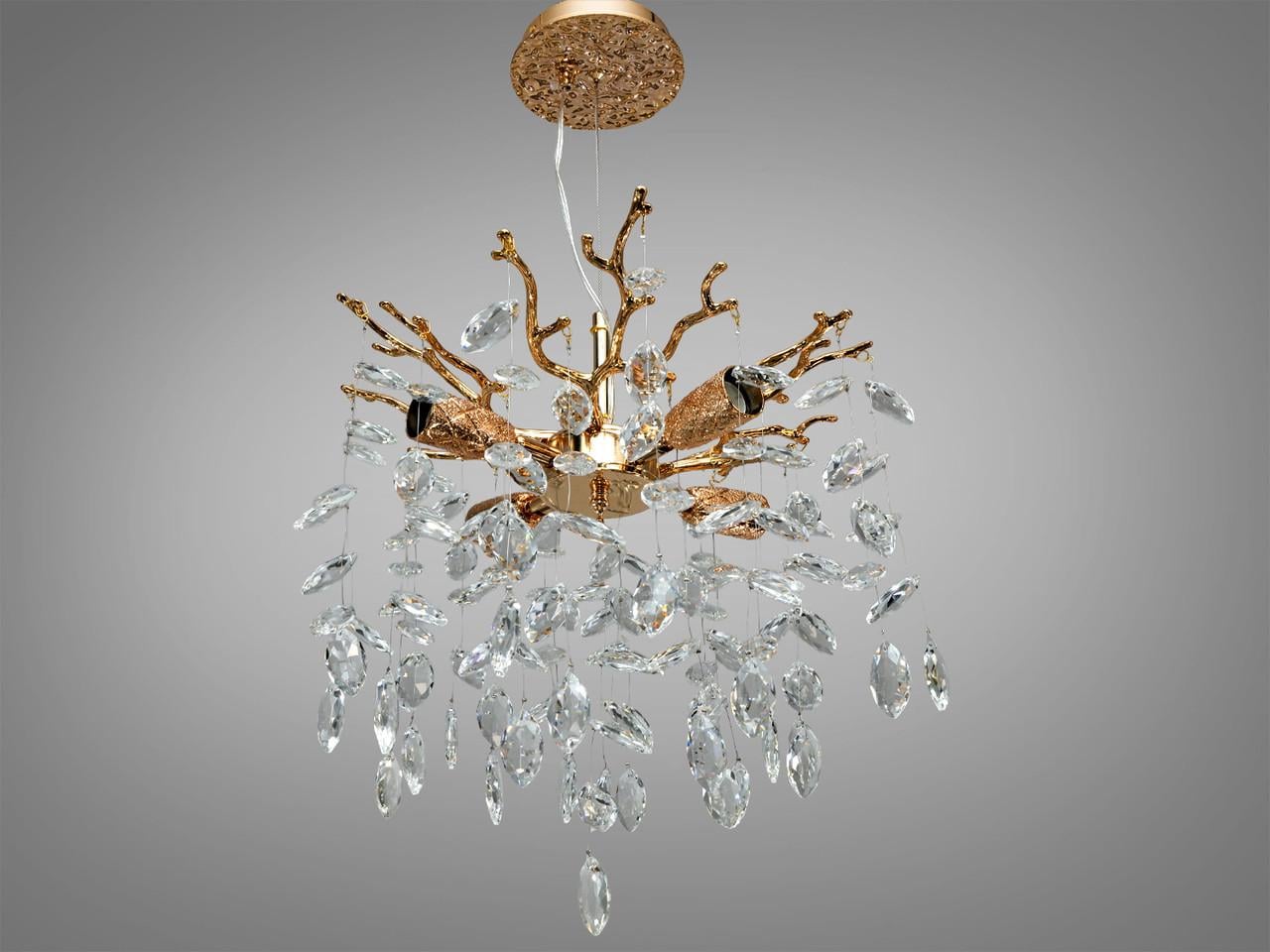 Люстра подвесная хрустальная для гостиной P8058/D400G 4xE14 Золотой (3002272973)