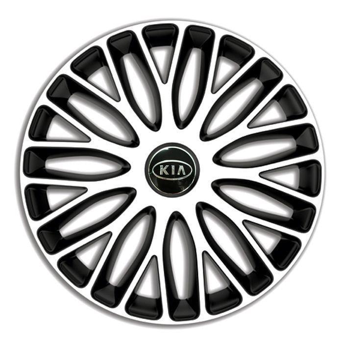 Колпаки для колес 4 Racing Mugello R16 c логотипом Kia 4 шт. White/Black