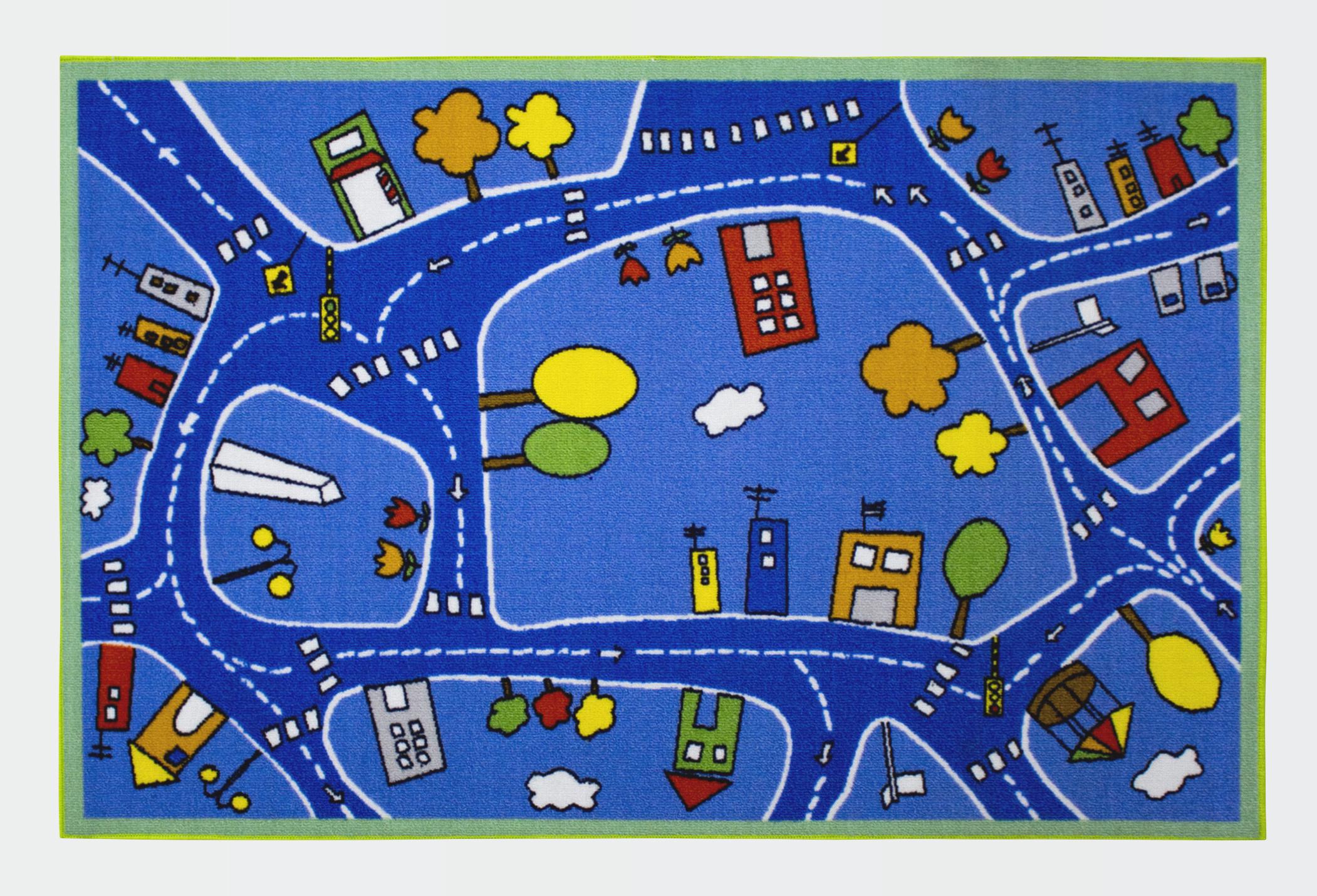 Килимок дитячий Місто 100x150 см Синій (24907676)