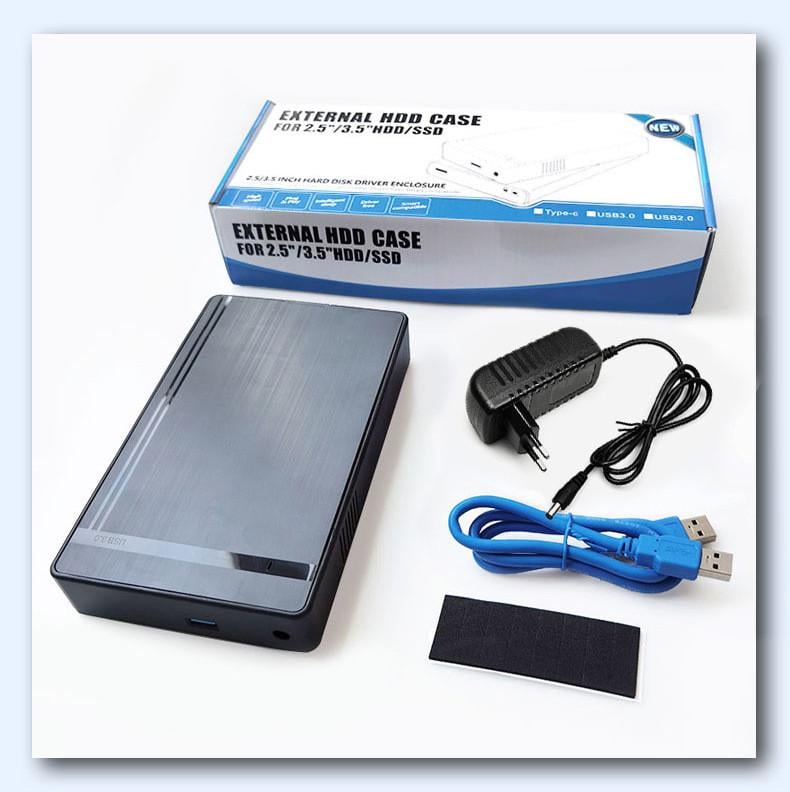 Карман внешний ShuoLe HDD 3,5"/2,5" SATA USB 3.0 для жесткого диска с блоком питания Черный (21176051)