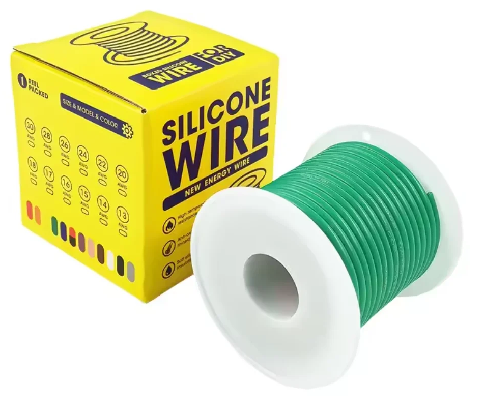 Кабель 22AWG 30 м проволока 0,3 мм2 медь луженая в силиконовой изоляции 1 м многожильный Зеленый