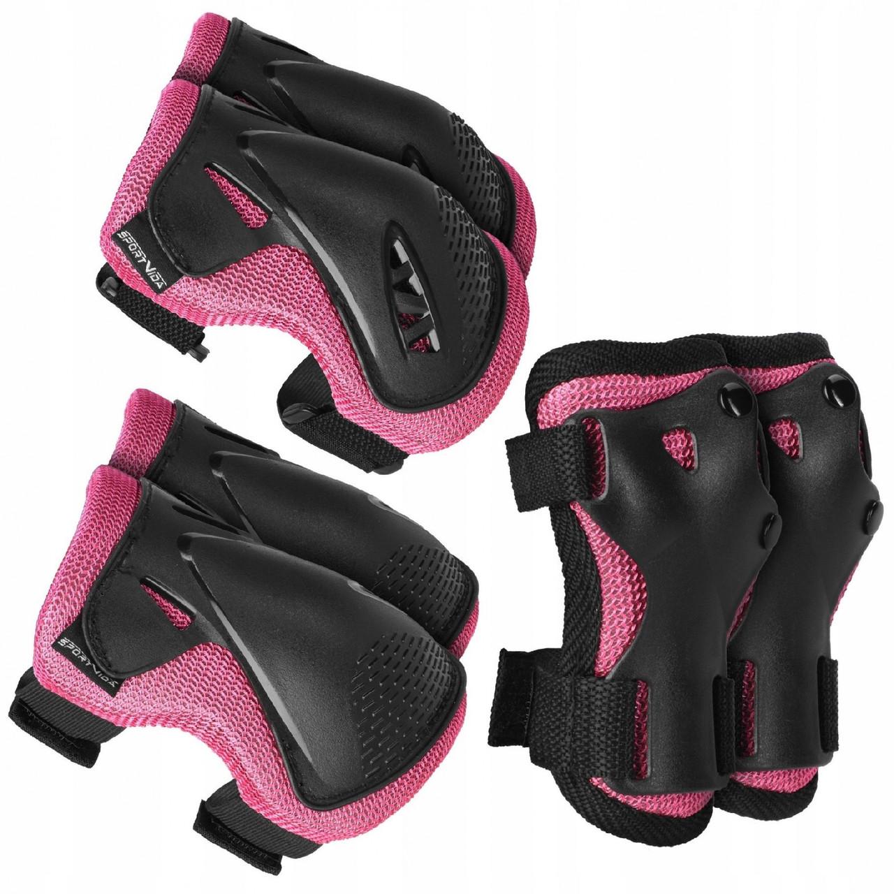 Комплект защитный SportVida 3в1 SV-KY0006-L Black/Pink (25550378)