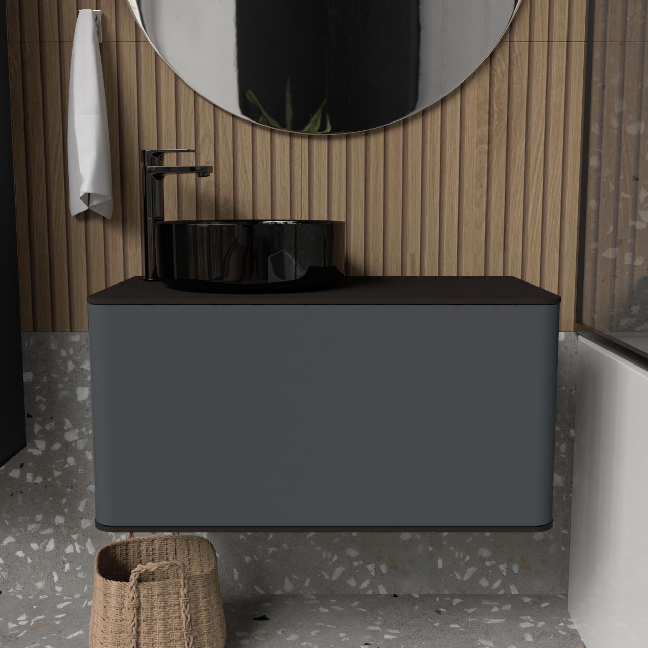 Тумба під раковину зі стільницею без вирізу MVK Vostok Pure 80 В1 80х45х40 см Графіт матовий емальований (p180gh)