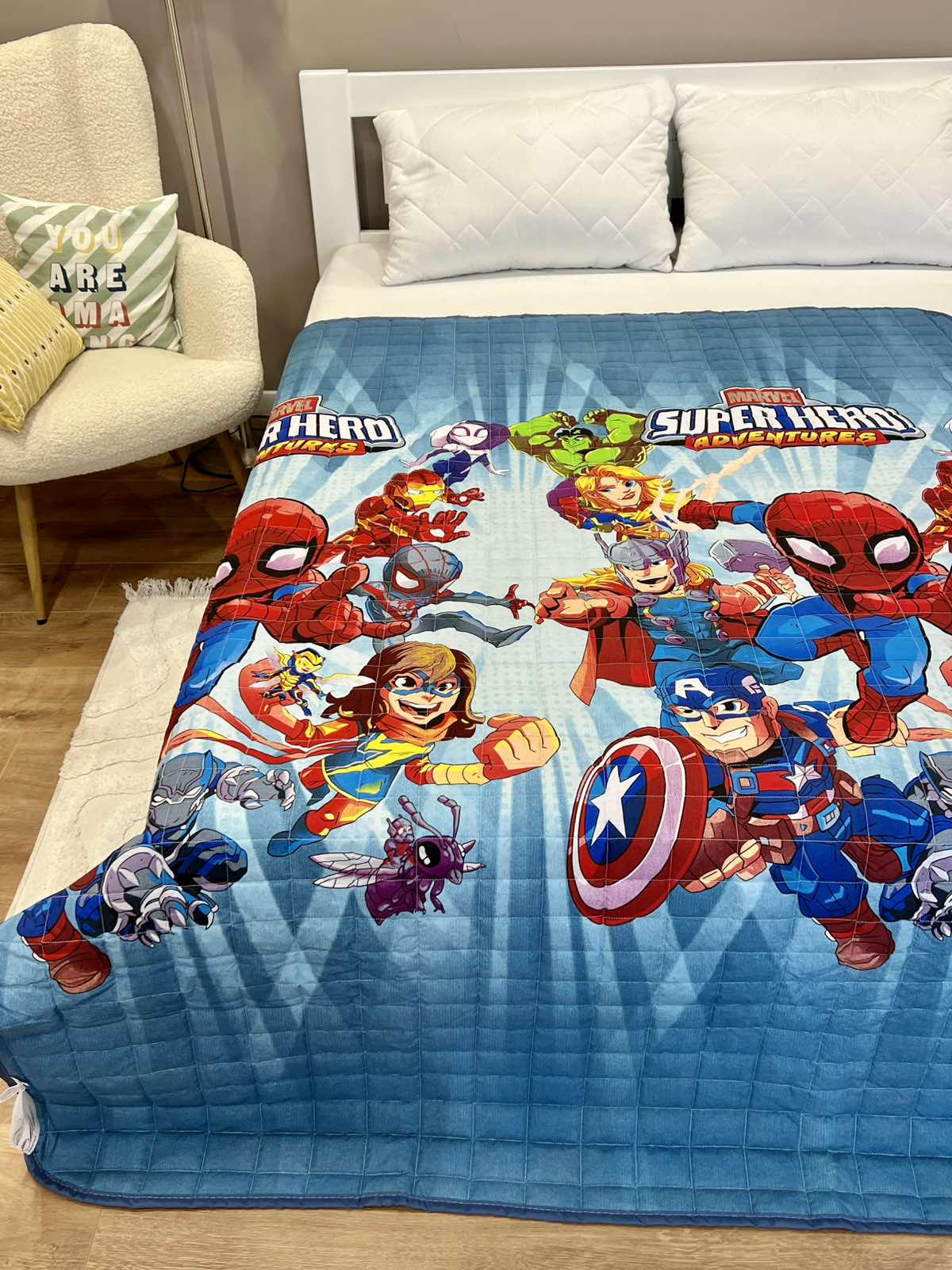 Одеяло-покрывало детское Марвел двухстороннее из хлопка 150x210 см (27716649) Одеяло-покрывало детское Марвел двухстороннее из хлопка 150x210 см (27716649)