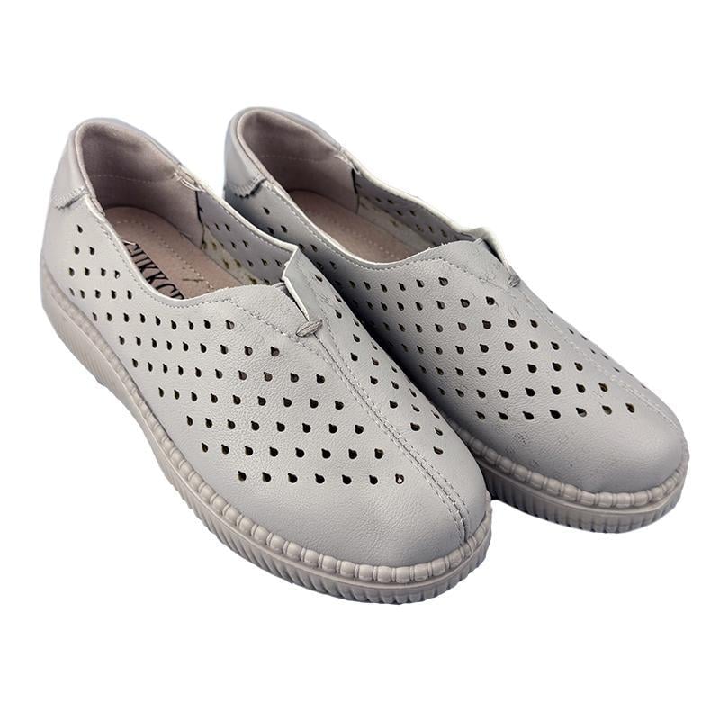 Мокасини жіночі перфорована шкіра 2004-7 p. 36 23 см Сірий