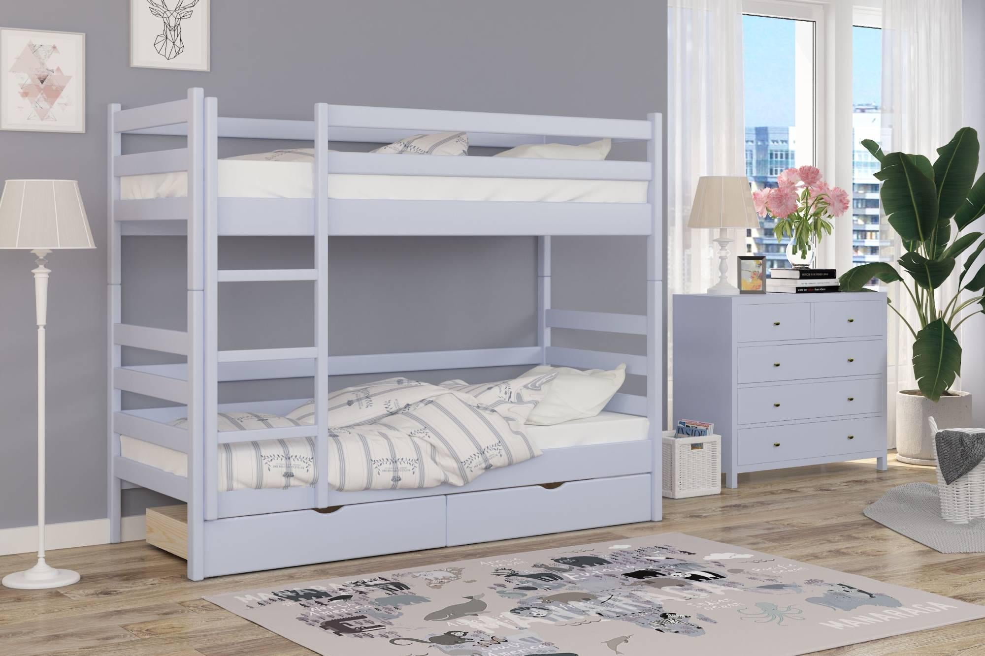 Кровать двухъярусная деревянная Mebigrand Соня S 2010 R80 B с ящиками 80x200 см Голубой (MBG-2427)