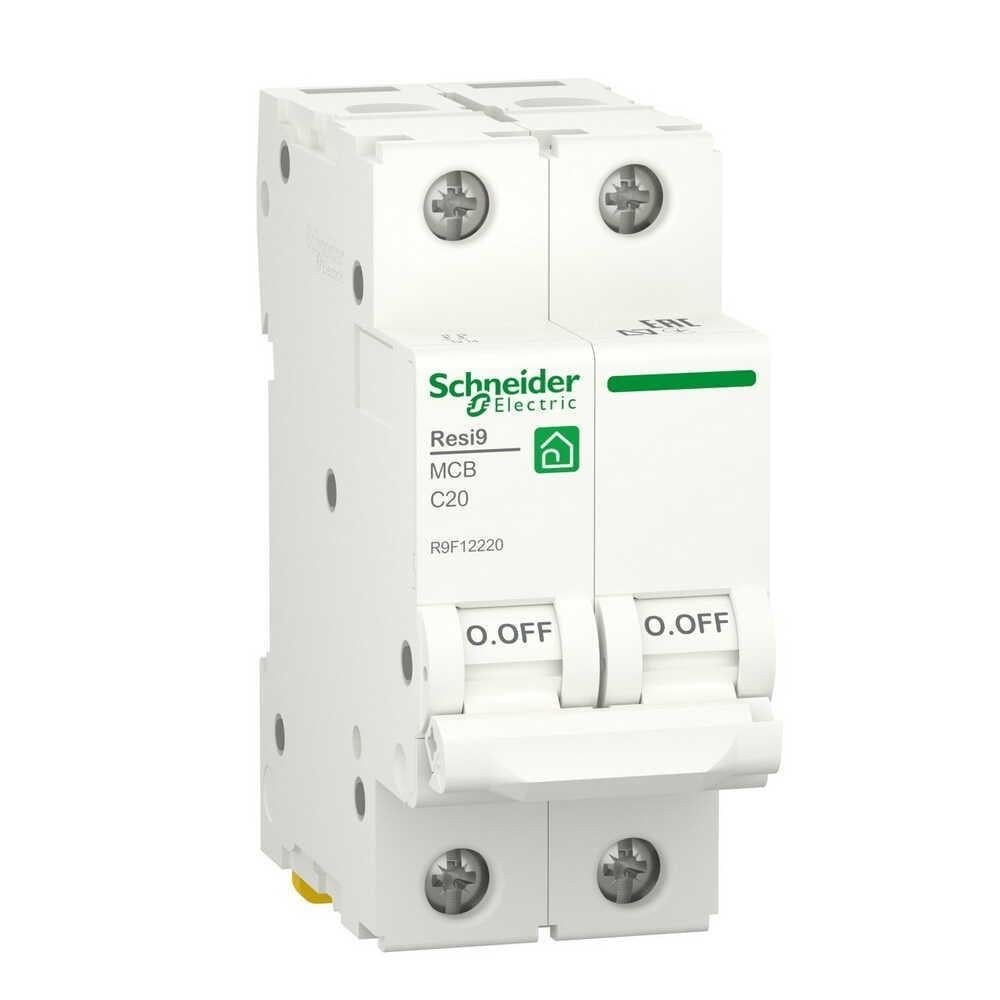 Автоматический выключатель Schneider Electric 6 кА C 2P 20 А Resi9 (R9F12220)