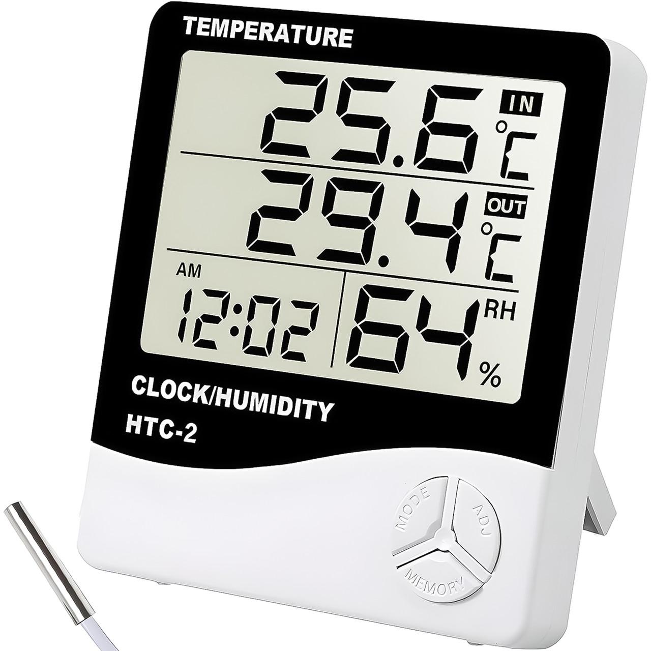 Термометр-гигрометр электронный цифровой с выносным датчиком и часами Uchef HTC-2 (2691616282) - фото 2 Термометр-гигрометр электронный цифровой с выносным датчиком и часами Uchef HTC-2 (2691616282) - фото 2