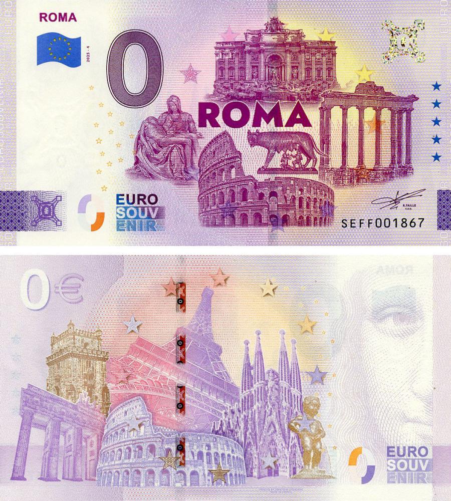 Коллекционная банкнота Италия 0 ЕВРО 2025 UNC Рим