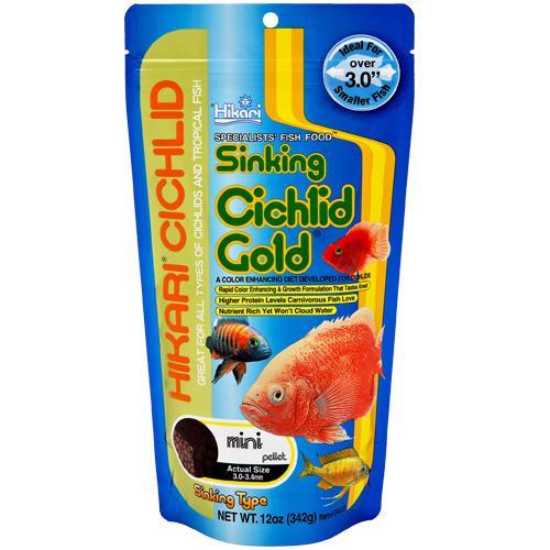 Корм Hikari Cichlid Gold Sinking для взрослых хищных цихлид 15-30 см M гранулы 5,0-5,5 мм 342 г тонущий (04733)