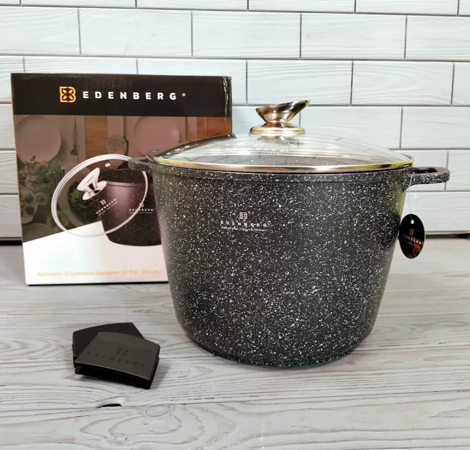 Каструля-казан Edenberg 10 л з алюмінію та мармуровим покриттям (EB-1172) - фото 1 Каструля-казан Edenberg 10 л з алюмінію та мармуровим покриттям (EB-1172) - фото 1