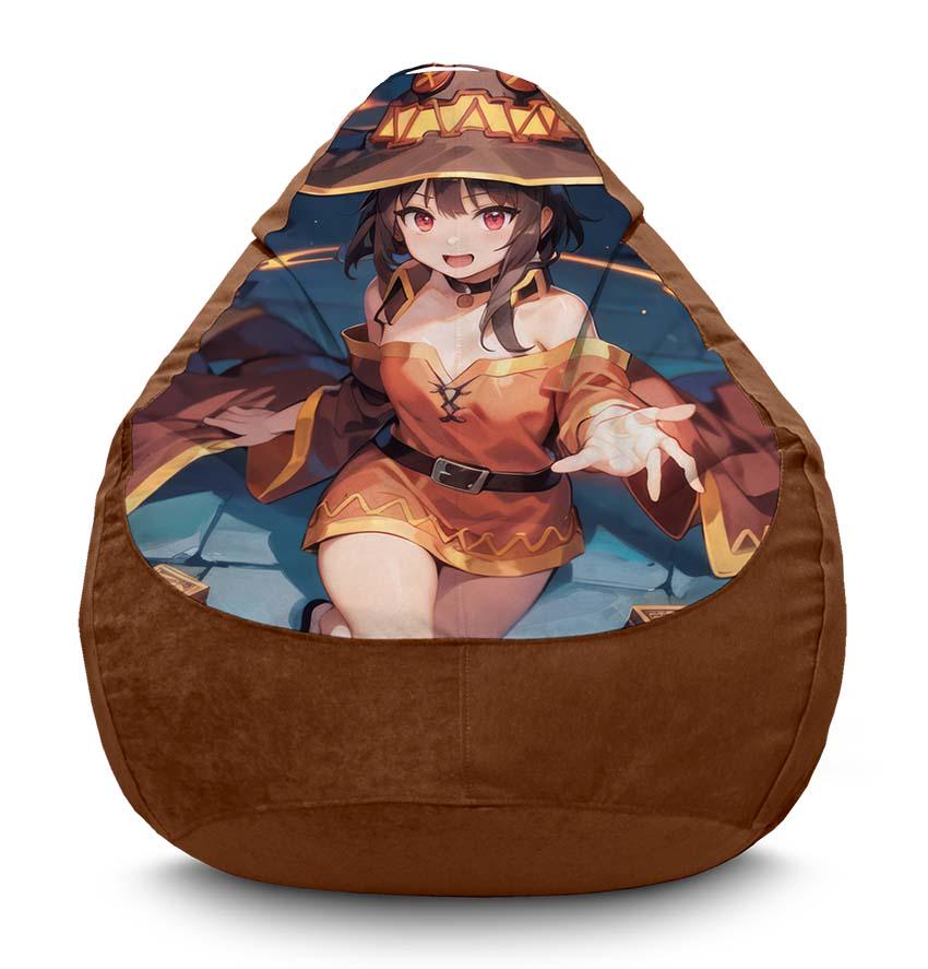 Кресло-мешок iPuff Megumin with fire Konosuba флок XXXL 100х135 см Коричневый (116940-2)