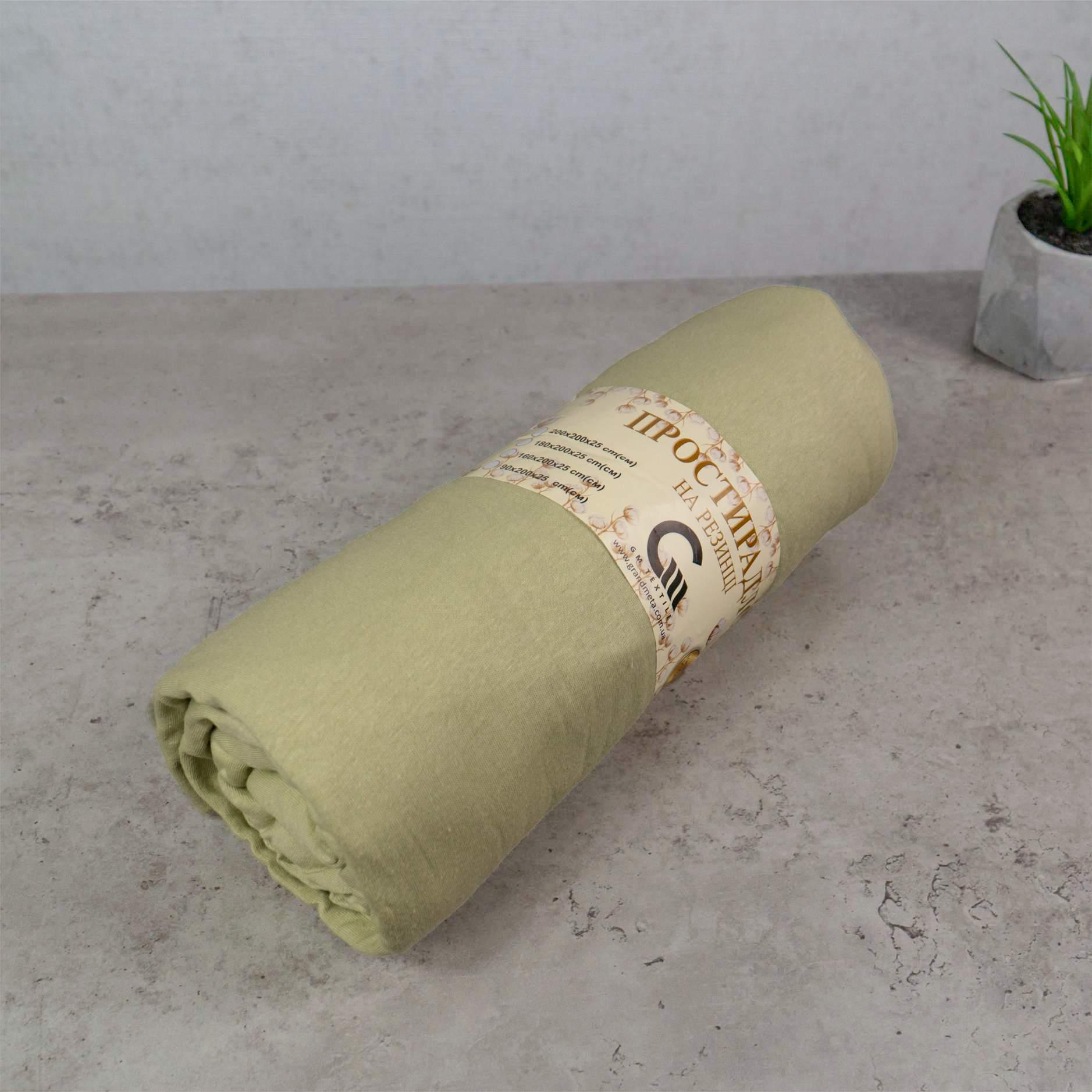 Простынь GM TEXTILE на резинке трикотажная 200х200х25 см Оливковый (pnr-olive-200x200x25)