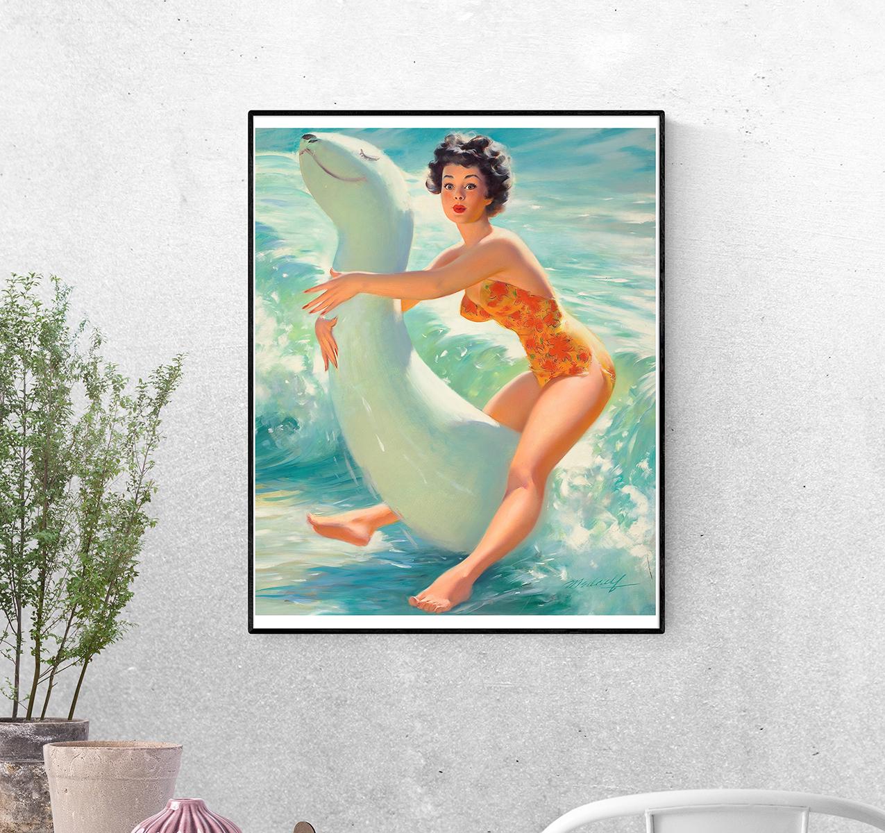 Постер Езда на водной игрушке. Билл Мэдкалф формат А-5 (pin_up2135009_Poster)