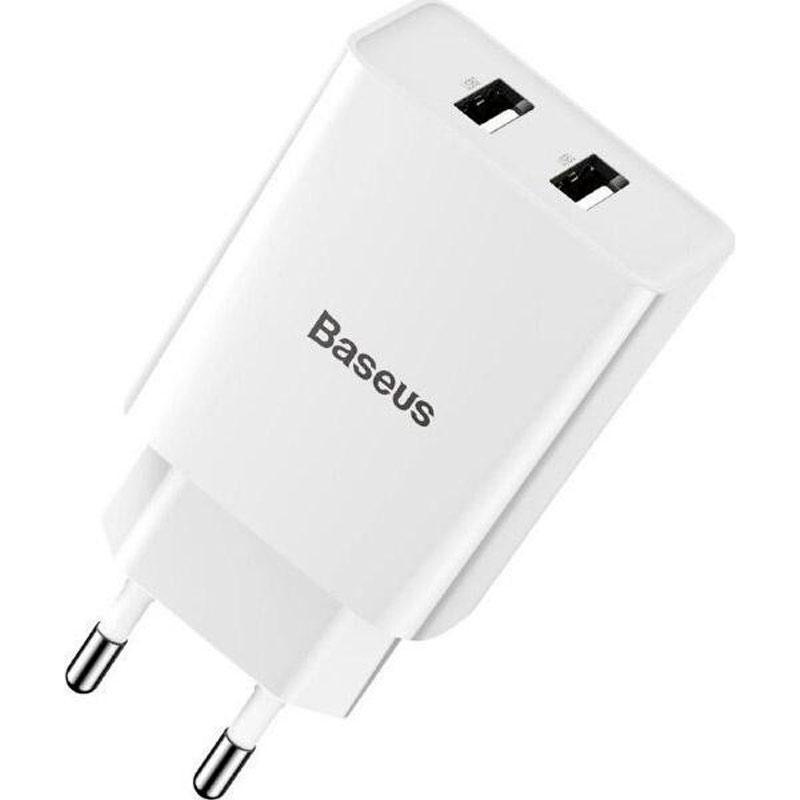 Пристрій мережевий зарядний Baseus CCFS-R02 Speed Mini Dual U Charger 2USB 10,5W White