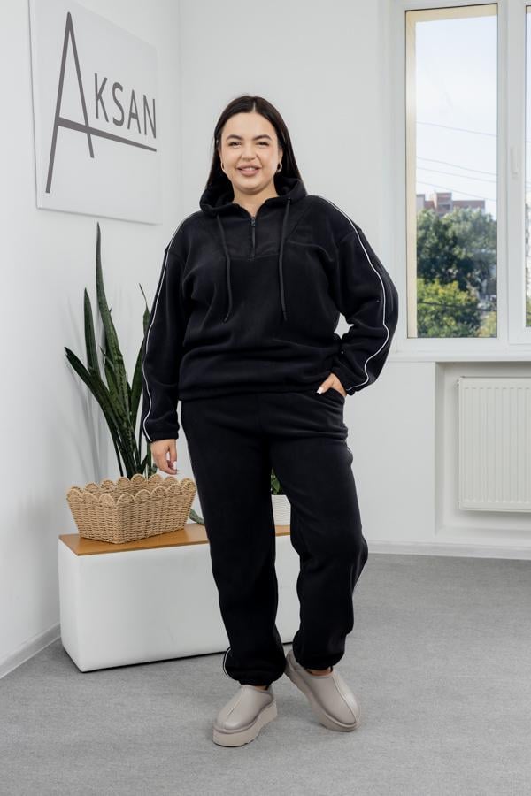 Спортивный костюм женский AKSAN зимний флисовый двойка L Черный (25.2777_black_46(L))