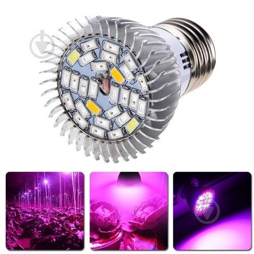 Фитолампа фито лампа для растений, ВТВ полный спектр E27, 28 LED 8Вт