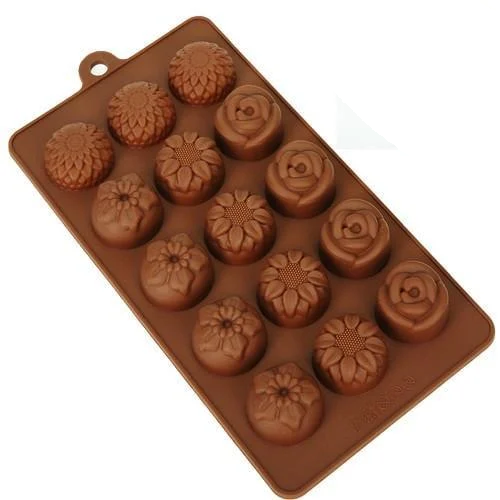 Форма для конфет и льда силиконовая Stenson Цветы 20x11x2 см 15 шт. (MH-3438)