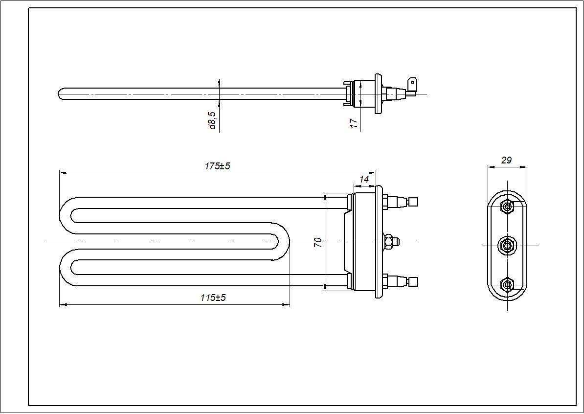 ТЕН 5301ER1001H 1900W для пральних машин LG 175 мм без термодатчика (00000001894) - фото 2 ТЕН 5301ER1001H 1900W для пральних машин LG 175 мм без термодатчика (00000001894) - фото 2