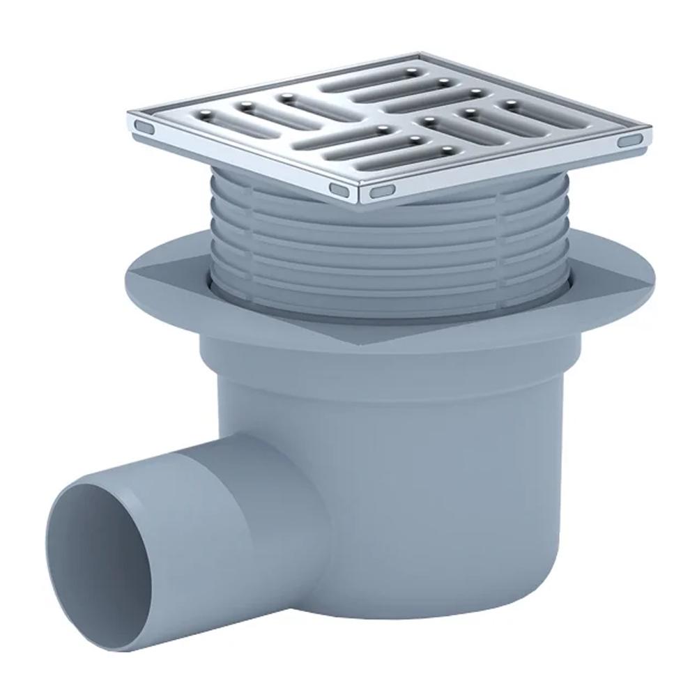 Трап Анипласт ТQ5602 горизонтальный регулируемый с нержавеющей решеткой 10х10 сухой (323546)