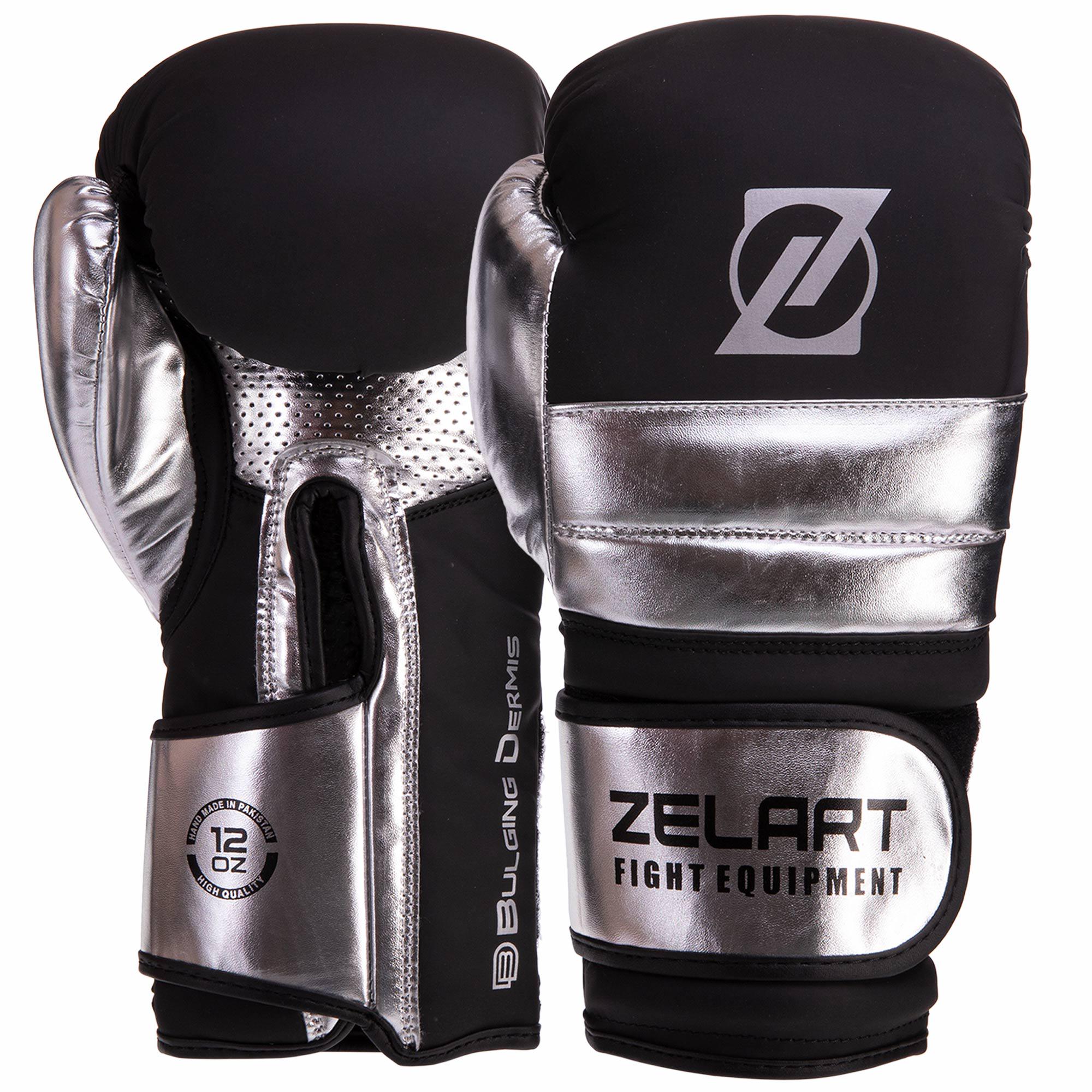 Перчатки боксерские Zelart PU 10 oz Серебряный (VL-3083_Серебряный_10_унции)