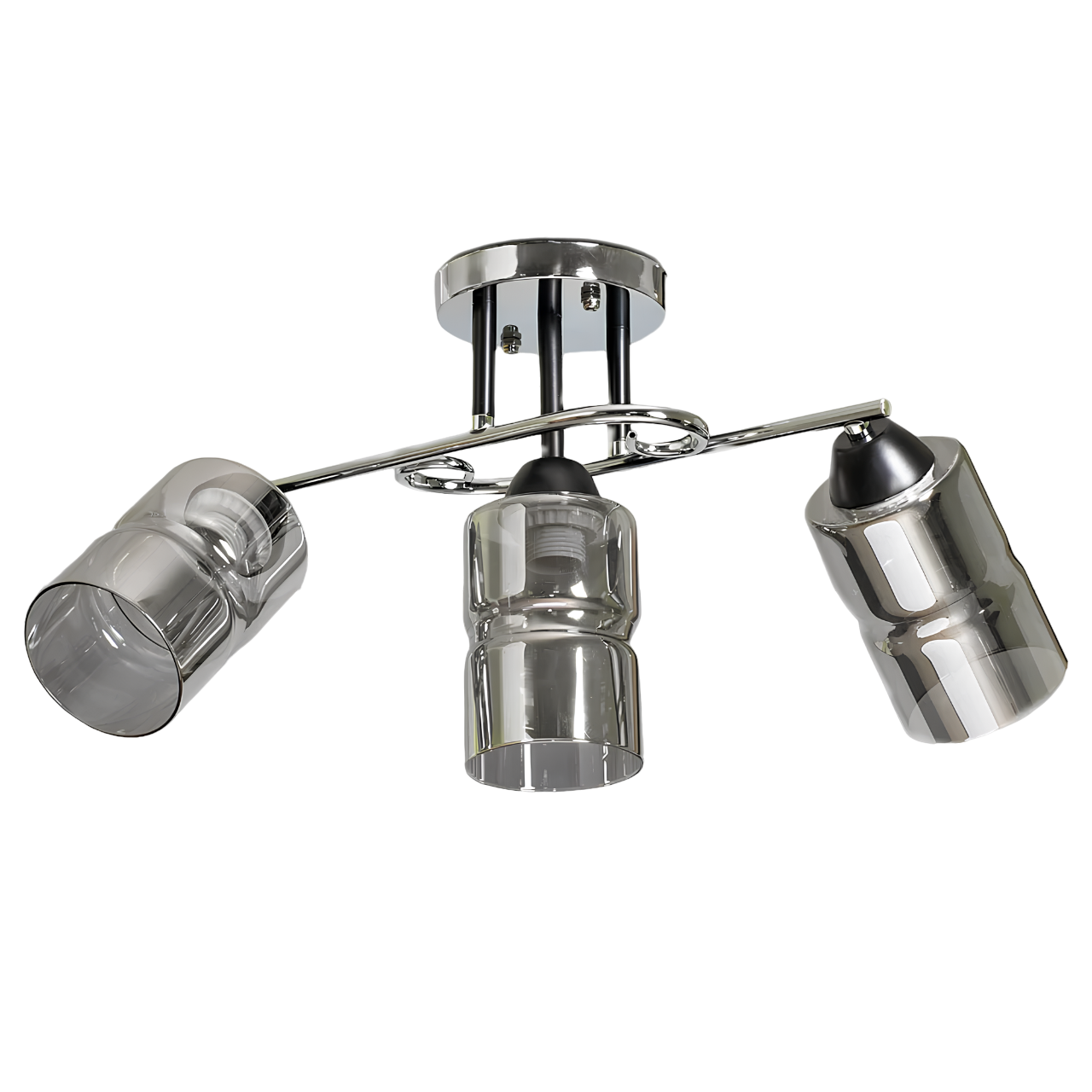 Люстра Svet на три стеклянных плафона под лампу Е27 Хром (SC-9130/3 CR+BK)