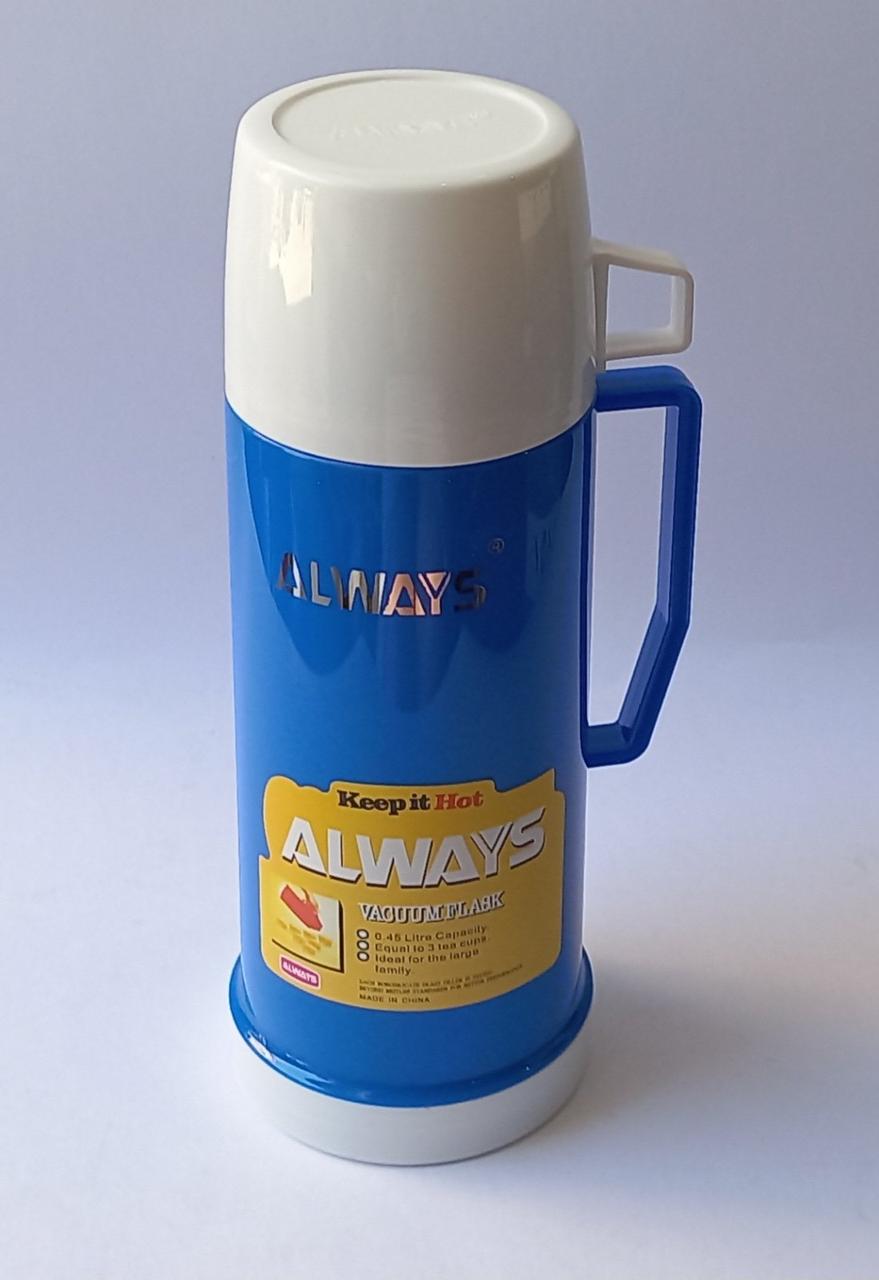 Термос стеклянный 0.450мл ALWAYS 1044H Синий