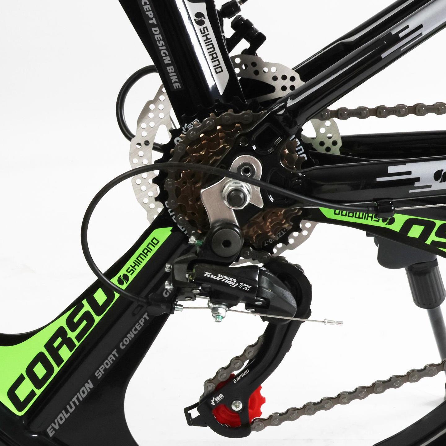 Велосипед горный подростковый алюминиевый Corso Evolution 24" литые диски рама 11" Зеленый - фото 6 Велосипед горный подростковый алюминиевый Corso Evolution 24" литые диски рама 11" Зеленый - фото 6